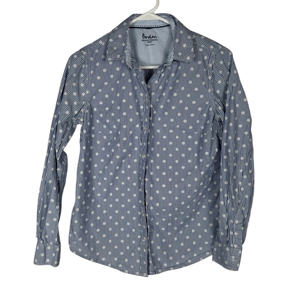 Boden Tops - Boden Relaxed Weekend Shirt, Polka Dots + Stripes, Size 4